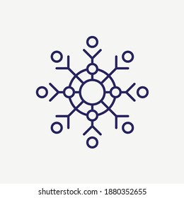 Icono del vector de la línea de decoración de adornos de copo de nieve