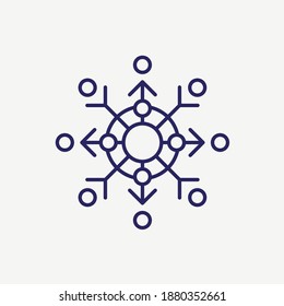 Icono del vector de la línea de decoración de adornos de copo de nieve
