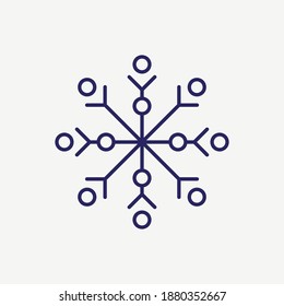 Icono del vector de la línea de decoración de adornos de copo de nieve