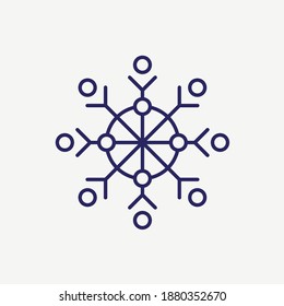 Icono del vector de la línea de decoración de adornos de copo de nieve