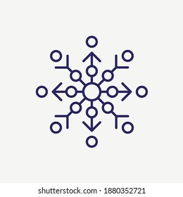 Icono del vector de la línea de decoración de adornos de copo de nieve