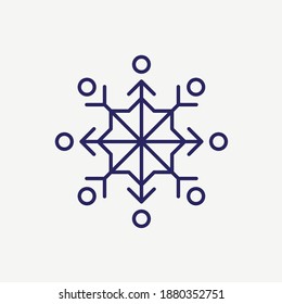 Icono del vector de la línea de decoración de adornos de copo de nieve