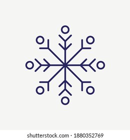 Icono del vector de la línea de decoración de adornos de copo de nieve