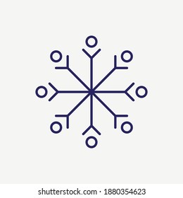 Icono del vector de la línea de decoración de adornos de copo de nieve