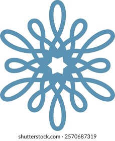Snowflake ornament featuring intricate swirling lines and a star shape at the center, creating a captivating winter holiday atmosphere filled with festive charm