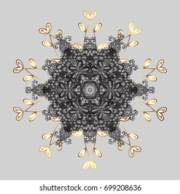Snowflake ornament isolated. Snowflake ornament on a gray background. Mandala object. Snowflake ornament Vector illustration.