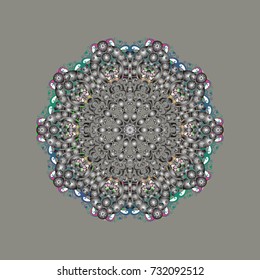 Snowflake ornament isolated. Snowflake ornament on a gray, blue and white colors. Snowflake ornament object. Vector illustration.