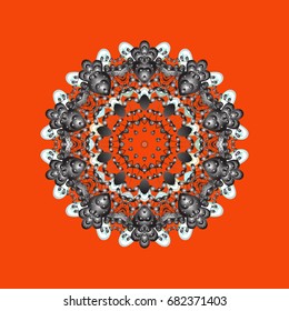 Snowflake ornament isolated. Snowflake ornament on a orange background. Snowflake ornament Vector illustration.