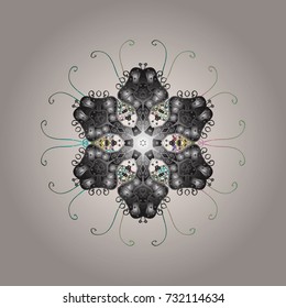 Snowflake ornament isolated. Vector illustration. Snowflake ornament on a neutral, gray and green. Snowflake ornament object.