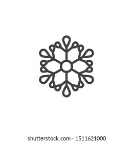 Snowflake ornament line icon. linear style sign for mobile concept and web design. Star snowflake ornate outline vector icon. Symbol, logo illustration. Vector graphics