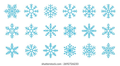 Snowflake Ornament Material Set. Winter, Ice, Vector Icons, Symbol Collection