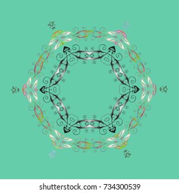 Snowflake ornament object. Snowflake ornament isolated. Snowflake ornament on a green, gray and neutral colors. Vector illustration.