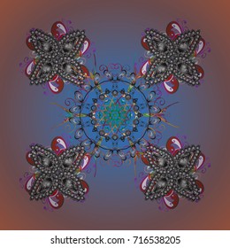 Snowflake ornament object. Mandala isolated. Snowflake ornament on a blue background. Snowflake ornament Vector illustration.