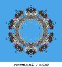 Snowflake ornament object. Mandala isolated. Snowflake ornament on a blue background. Snowflake ornament Vector illustration.