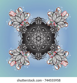 Snowflake ornament object. Mandala isolated. Snowflake ornament on a blue background. Snowflake ornament Vector illustration.