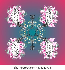 Snowflake ornament object. Snowflake ornament on a blue background. Snowflake ornament Vector.