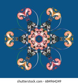 Snowflake ornament object. Snowflake ornament on a blue background. Snowflake ornament Vector illustration.