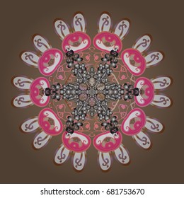 Snowflake ornament object. Snowflake ornament on a brown background. Snowflake ornament Vector illustration.