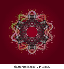 Snowflake ornament object. Vector illustration. Snowflake ornament isolated. Snowflake ornament on a red, gray and pink colors.