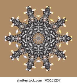 Snowflake ornament on a beige background. Snowflake ornament Vector illustration. Snowflake ornament isolated.