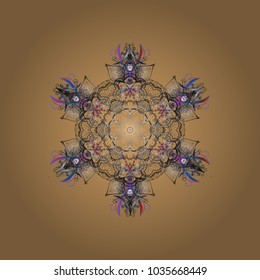Snowflake ornament on a beige, gray and brown colors. Cute ornament object. Snowflake isolated. Snowflake ornament Vector illustration.