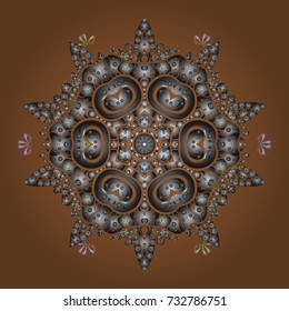 Snowflake ornament on a brown, gray and neutral colors. Snowflake ornament Vector illustration. Snowflake ornament object.