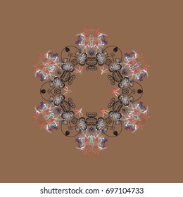 Snowflake ornament on a dim brown background. Snowflake ornament Vector illustration. Snowflake ornament object. Mandala isolated.