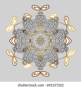 Snowflake ornament on a gray background. Snowflake ornament object. Mandala isolated vector illustration.