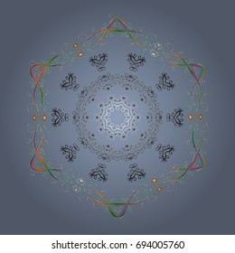 Snowflake ornament on a gray background. Snowflake ornament Vector illustration. Snowflake ornament object. Mandala isolated.
