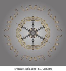 Snowflake ornament on a gray background. Mandala isolated. Snowflake ornament Vector illustration. Snowflake ornament object.