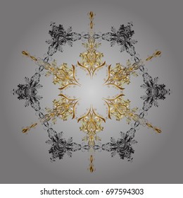 Snowflake ornament on a gray background. Snowflake ornament object. Mandala isolated. Snowflake ornament Vector illustration.