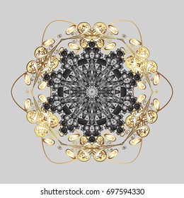 Snowflake ornament on a gray background. Snowflake ornament Vector illustration. Snowflake ornament object. Mandala isolated.