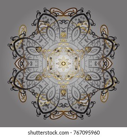 Snowflake ornament on a gray and yellow colors. Snowflake isolated. Snowflake ornament Vector illustration. Cute ornament object.