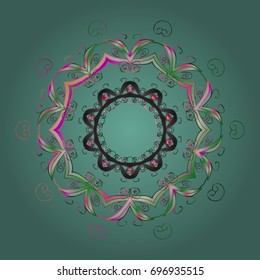 Snowflake ornament on a green background. Snowflake ornament Vector illustration. Snowflake ornament object. Mandala isolated.