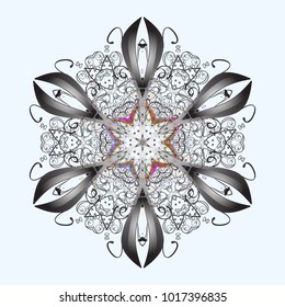 Snowflake ornament on a neutral, gray and brown colors. Snowflake ornament Vector illustration. Cute ornament object. Snowflake isolated.