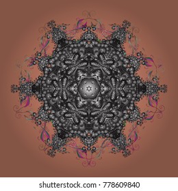 Snowflake ornament on a neutral, gray and brown colors. Snowflake ornament Vector illustration. Snowflake ornament isolated.
