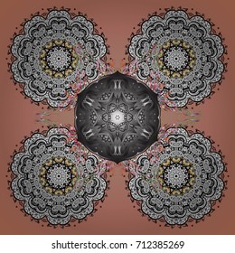 Snowflake ornament on a pink background. Gray mandala isolated. Snowflake ornament Vector illustration. Snowflake ornament object.