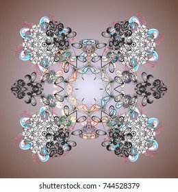 Snowflake ornament on a pink background. Mandala isolated. Snowflake ornament Vector illustration. Snowflake ornament object.