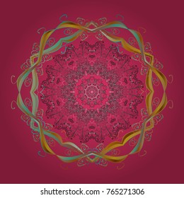 Snowflake ornament on a pink, gray and orange colors. Snowflake isolated. Snowflake ornament Vector illustration. Cute ornament object.