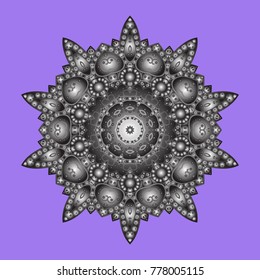 Snowflake ornament on a violet, gray and brown colors. Cute ornament object. Snowflake isolated. Snowflake ornament Vector illustration.