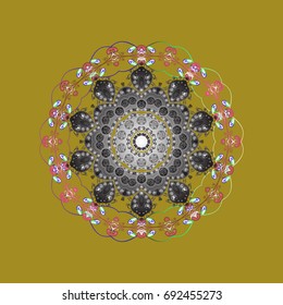 Snowflake ornament on a yellow background. Mandala. Snowflake ornament Vector illustration. Snowflake ornament isolated.