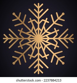 Snowflake Ornament Vector golden color on black background