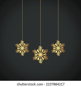 Snowflake Ornament Vector golden color on black background