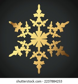 Snowflake Ornament Vector golden color on black background