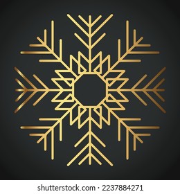 Snowflake Ornament Vector golden color on black background