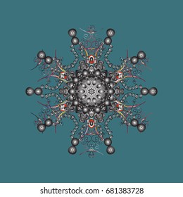 Snowflake ornament Vector illustration. Snowflake ornament isolated. Snowflake ornament on a blue background.