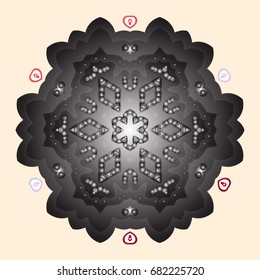 Snowflake ornament Vector illustration. Snowflake ornament isolated. Snowflake ornament on a light background.