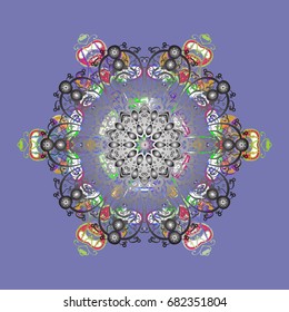 Snowflake ornament Vector illustration. isolated. on a lilac background.