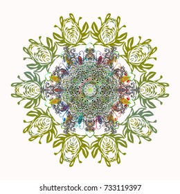 Snowflake ornament Vector illustration. Snowflake ornament isolated. Snowflake ornament on a neutral, green and gray colors.