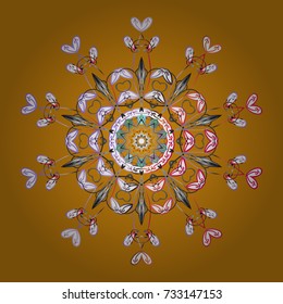 Snowflake ornament Vector illustration. Snowflake ornament isolated. Snowflake ornament on a yellow, gray and white colors.
